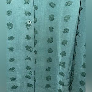 2X Forest green sheer long sleeve button down